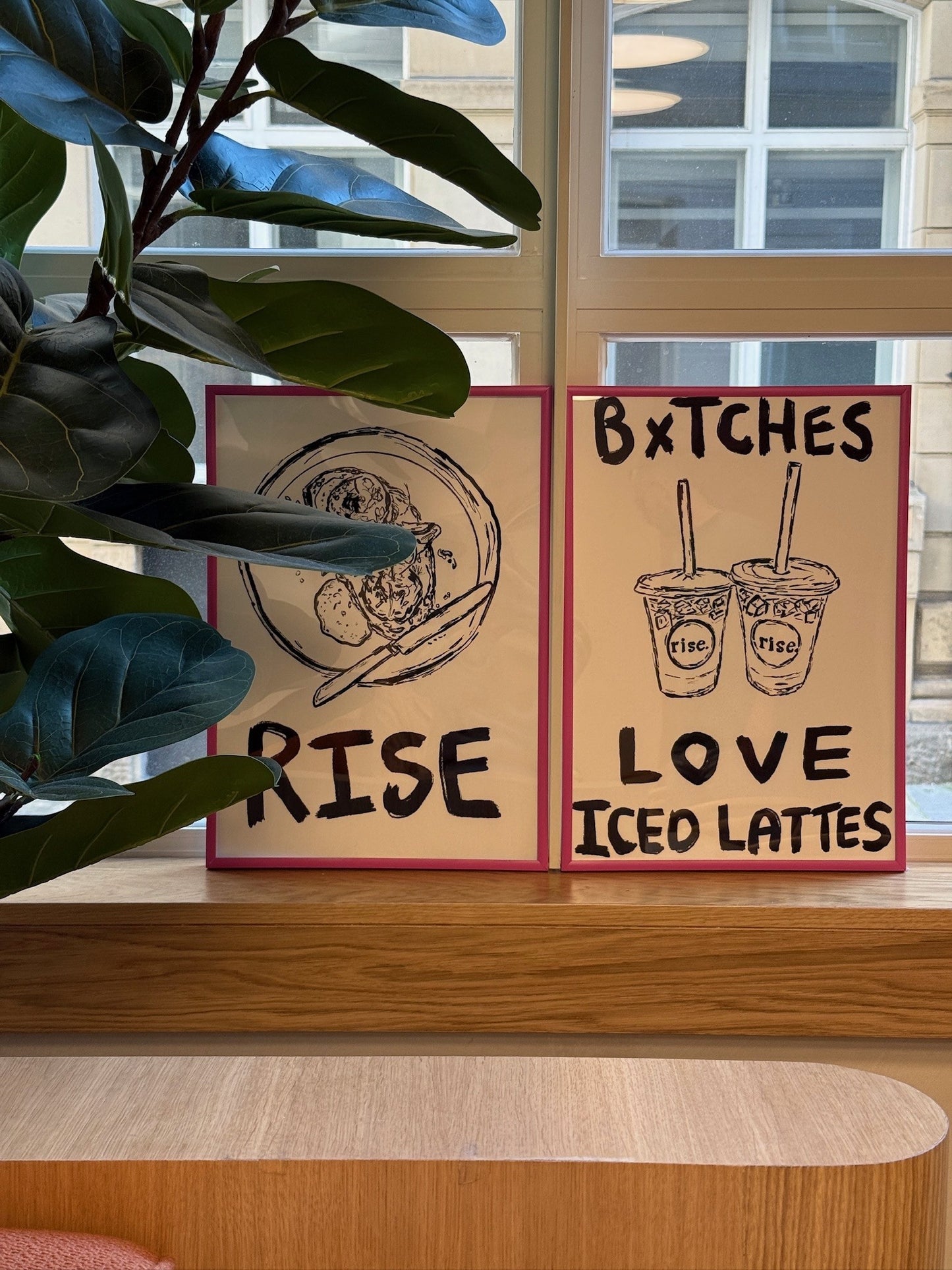 'Bxtches Love Iced Lattes' Art Print by Nia Beynon – A3 Giclée Coffee Wall Art